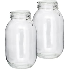 Kit 6 Potes De Vidro Hermético 3,1L Tampa Vedação Conserva