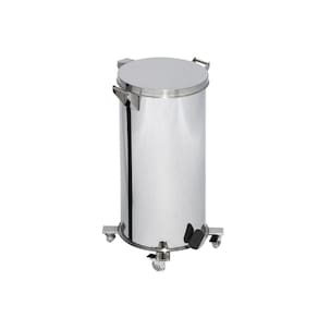 Lixeira Pedal, Rodízio e Alça 65L de Aço Inox