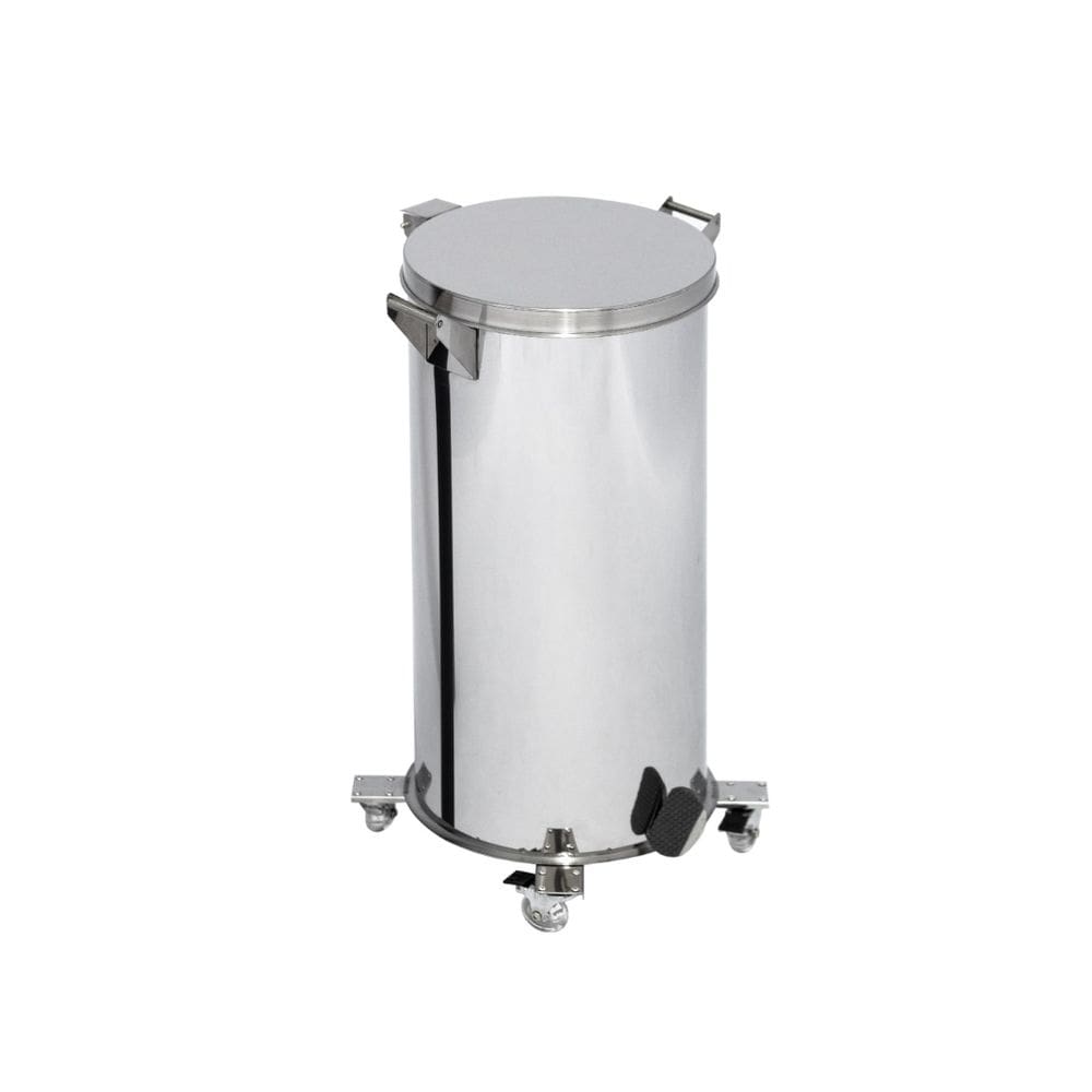 Lixeira Pedal, Rodízio e Alça 100L de Aço Inox