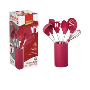 Cj De Gadgets Silicone Com Cabo De Acrilico Vermelho