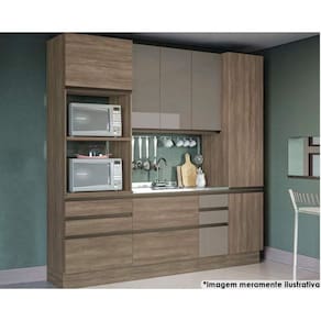Kit de Cozinha 4 Peças Maxxi (1 Armário + 1 Balcão + 2 Paneleiros) CPT46 Nogal - Kappesberg