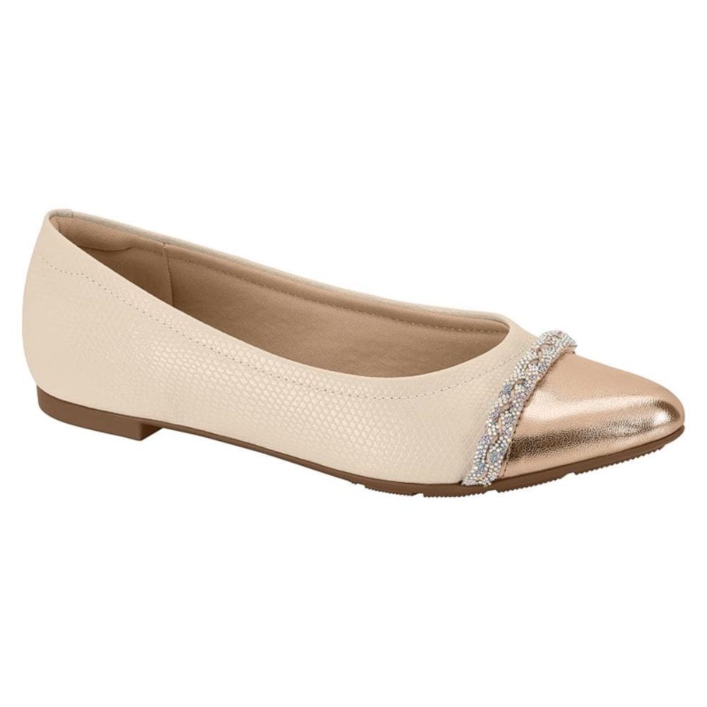 Sapatilha Modare Casual Feminina Strass Creme