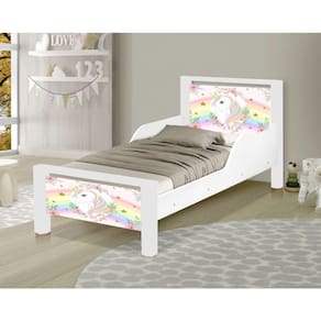 Mini Cama Infantil o Unicórnio Adesivada com Colchão