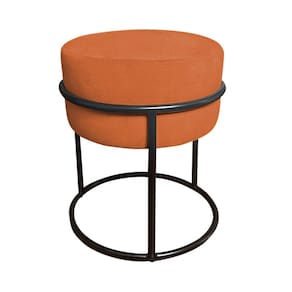 Puff Luma Suede Terracota com Base de Aço Preta