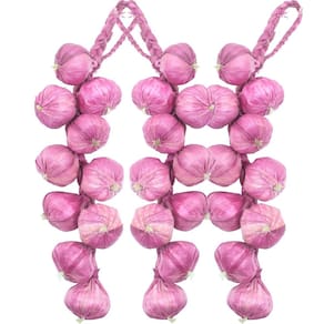 Kit 6 Trança Cebola Roxa Artesanal Decoração Artificial 41cm