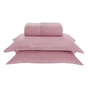 Kit Jogo Lençol Elastico Aba 300 Fios Casal 3 Peças Rose