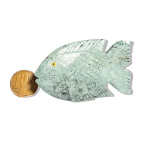 Peixe Verde Esculpido Dolomita Natural 50 a 100g Média 5cm