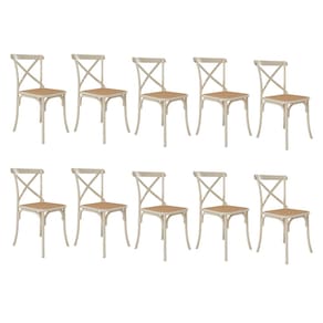 Kit 10 Cadeiras Katrina X Off White Assento Bege Aço Asturias