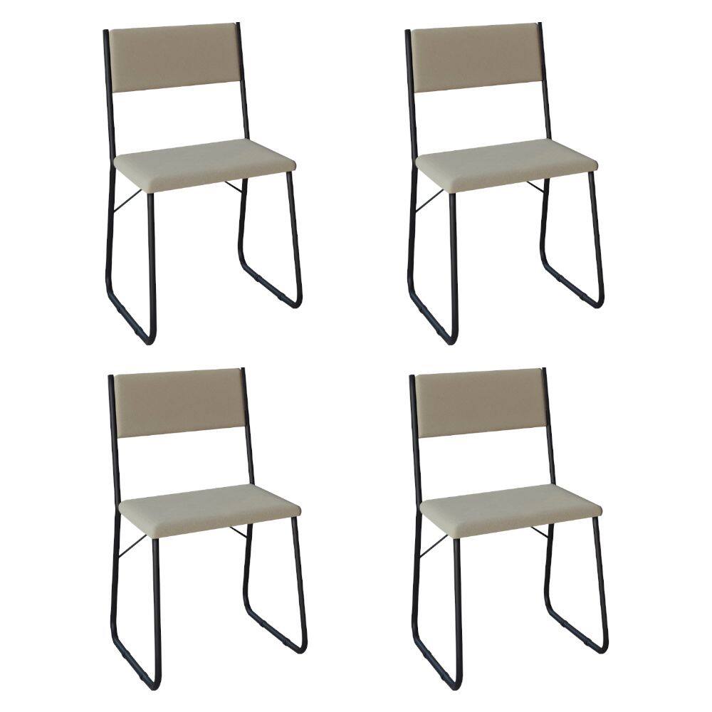Kit 4 Cadeiras de Jantar Estofadas Angra - Bege
