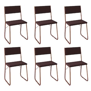 Kit 6 Cadeiras de Jantar Estofadas Angra - Cobre e Marrom