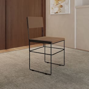 Cadeira de Jantar Estofada Veludo Marrom Aço Preto Vitoria
