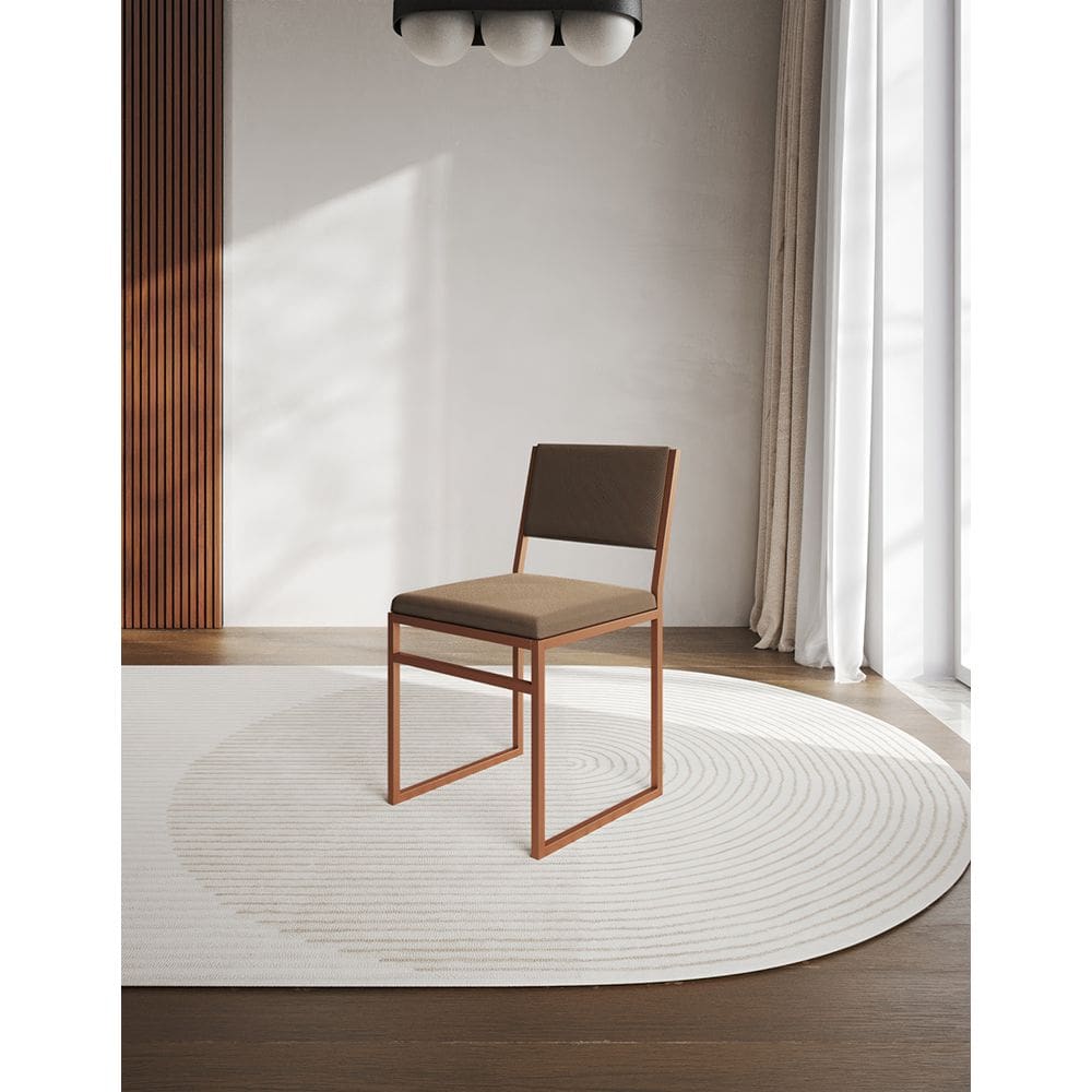 Cadeira de Jantar Industrial Isa Assento Estofado Veludo Marrom Base Cobre