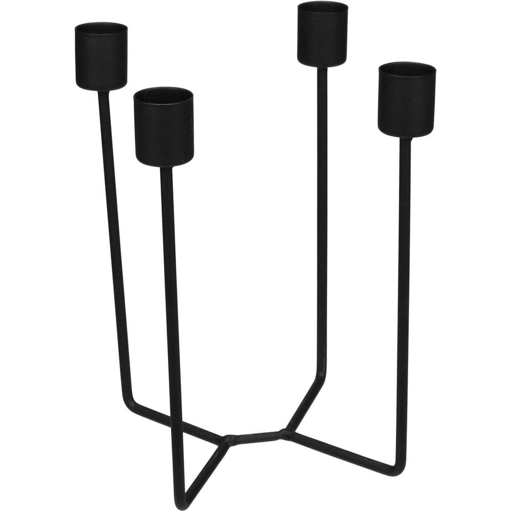 CASTIÇAL PORTA VELA DECORATIVO HOME&CO 4 VELAS METAL 20x13x13cm PRETO
