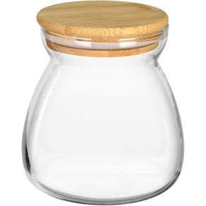 POTE PORTA MANTIMENTOS HOME&CO COM TAMPA BAMBU BOROSSILICATO 650ml 11x8x8cm TRANSPARENTE