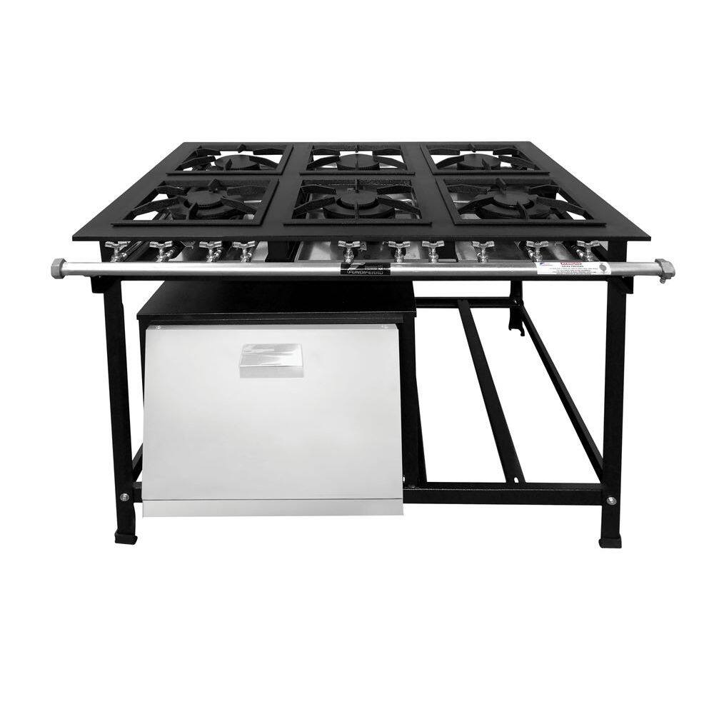 Fogão 6 Bocas Jcn Gourmet Economy Baixa Pressão C/ Forno Preto