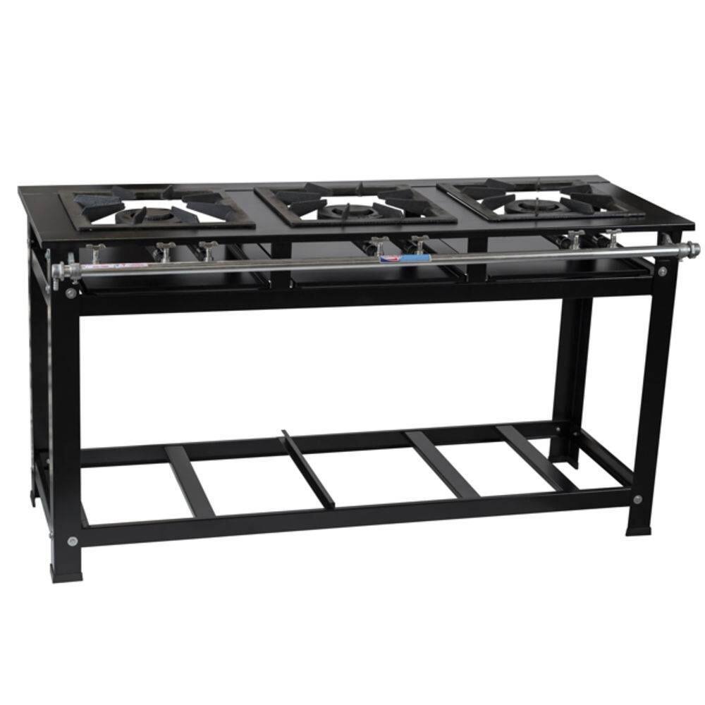 Fogão 3 Bocas Jcn Gourmet Industrial P7 Baixa Pressão Preto - N/a