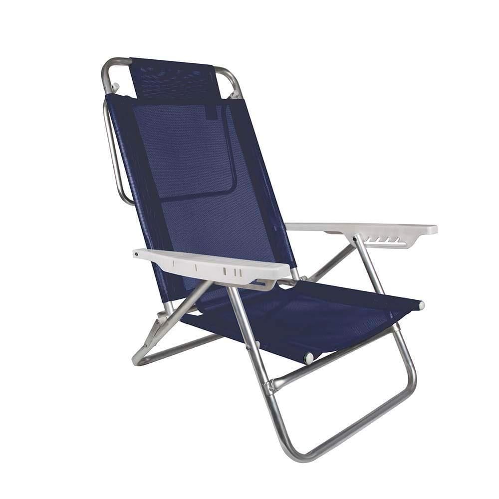Cadeira De Alumínio Reclinável Summer 6 Posições Praia Mor Cor:azul Azul
