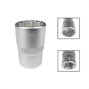Soquete Estriado Encaixe 1/2 Pols CRV 18mm Aço Cromo Vanádio