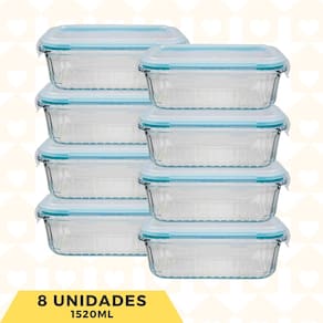 Kit 8 Tigela Potes Hermeticos Canelados 1520ML Grande Marmita