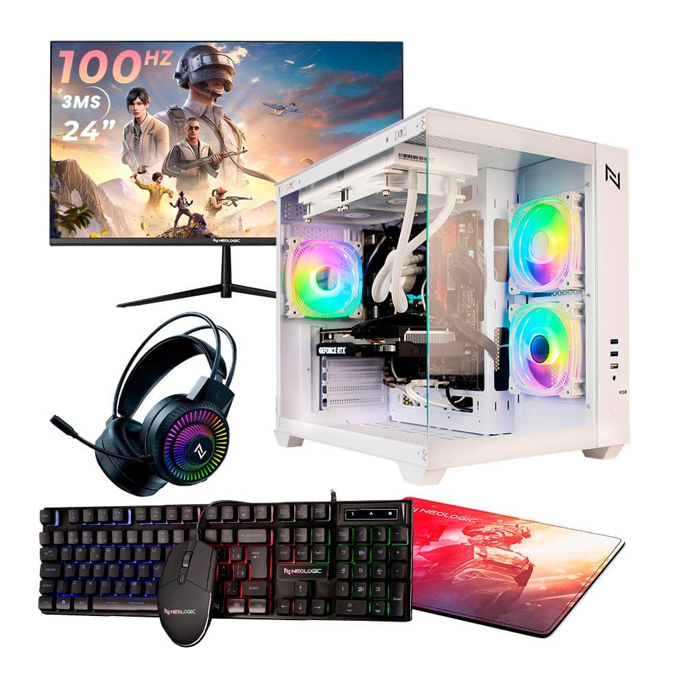 PC GAMER COMPLETO RYZEN 5 5600GT, 16GB 3200MHZ (RADEON VEGA 7), SSD 480GB, 500W 80 PLUS, MONITOR 24" 100HZ - NLI87600
