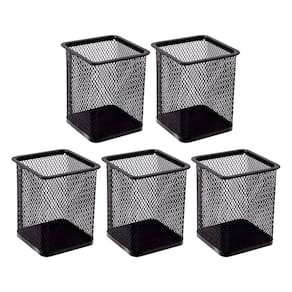 Kit 5 Porta Canetas Organizador de Mesa Quadrado Telado Aramado Grampos Clips Escritório Home Office