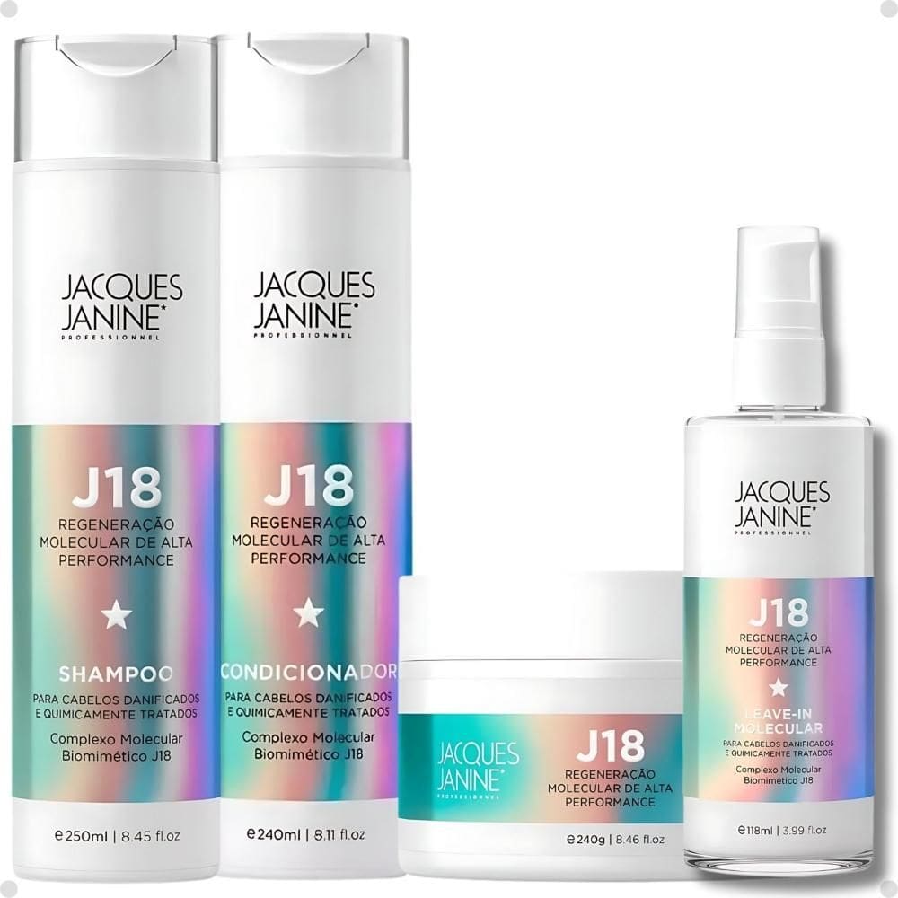 Kit Jacques Janine J18: Shampoo, Condicionador, Máscara 240g e Leave-In 118ml