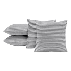 4 Capas De Almofada Bariloche 45X45 Decorativa Flannel Cinza