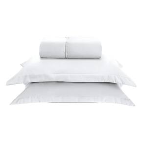 Kit Jogo Lençol Elástico 300 Fios Casal Queen 3 Peças Branco
