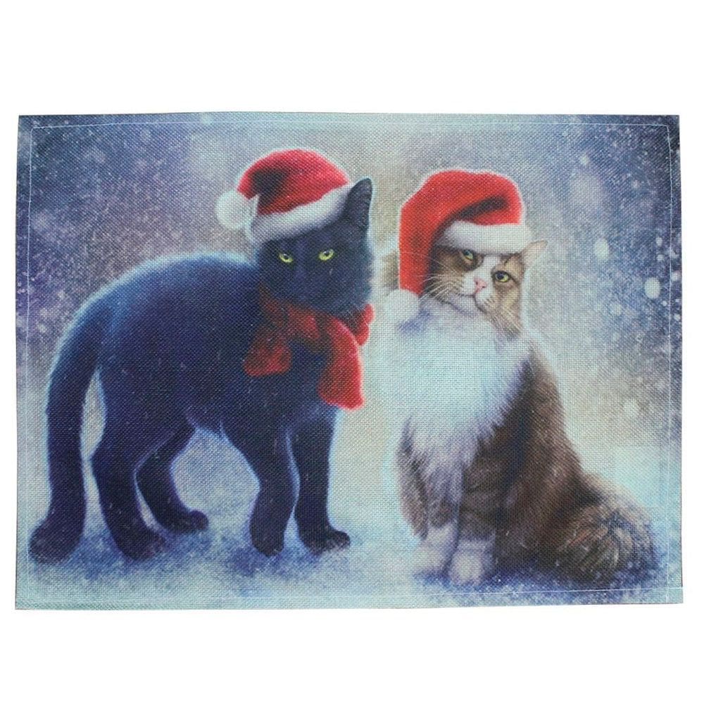 Jogo Americano Estampa Natal Gatinho Natalino 4 Peças