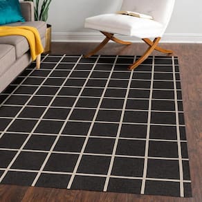 Tapete Jacquard Emborrachado 2,00M X 3,00M Sala Grid Maroom