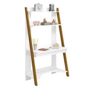 Estante Escrivaninha Simba Branco Fosco Com Pés Amadeirado - Reller Móveis Branco Fosco