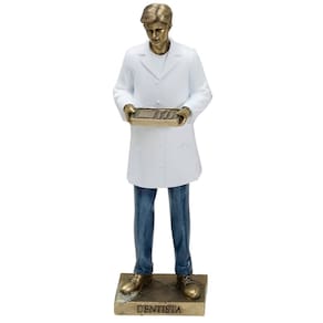 Estatueta Decoração Odontólogo Dentista Enfeite Resina 25cm