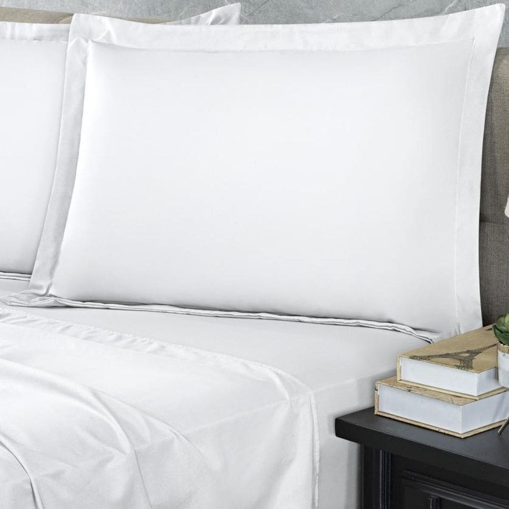 Kit Jogo Lençol Elastico 300 Fios Solteiro 3 Peças Branco