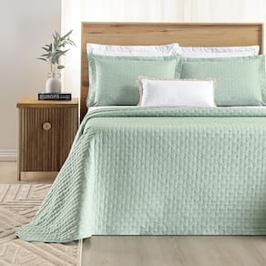Colcha Cama King 3 Peças Bordado 200 Fios Verity Menta
