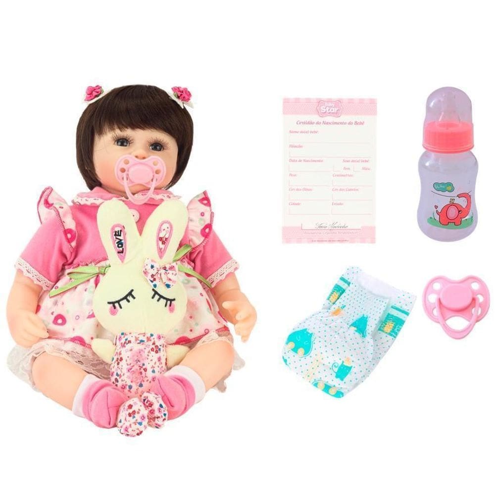 Boneca Bebê Reborn Com Mantinha E Acessórios Baby Star