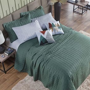 Colcha Cama Queen 7 Peças Basic 300 Fios Verde Mountains