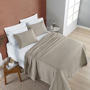 Kit Colcha King 7 Peças Cobre Leito Lençol Nobless Taupe