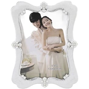 Porta Retrato Branco Decorativo Casamento Festa 15x20cm