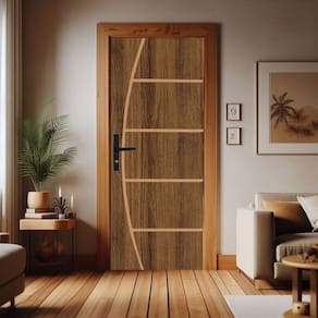 Kit Porta de Madeira 215x85cm Batente de Aço 14cm Duraplac Marrom