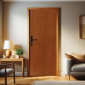 Kit Porta de Madeira 215x75cm Batente de Aço 6,5cm Duraplac Marrom