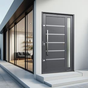 Porta Pivotante Lambril Miraggio com Puxador Lado Esquerdo Elite 240cmx150cm Cinza
