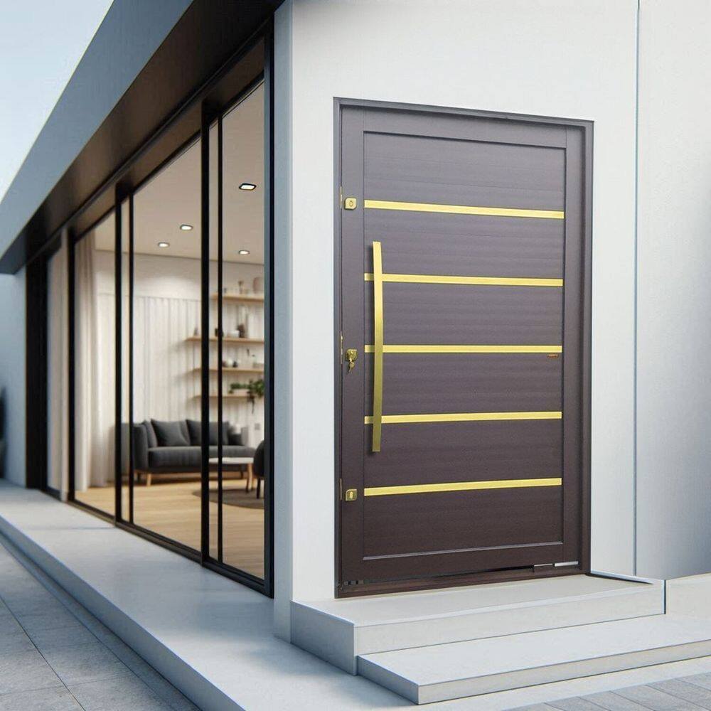 Porta Pivotante Lambril Premium com Puxador Lado Direito Elite 240x150 Corten