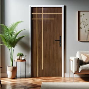 Kit Porta de Madeira 215x85cm Batente de Aço 14cm Duraplac Marrom