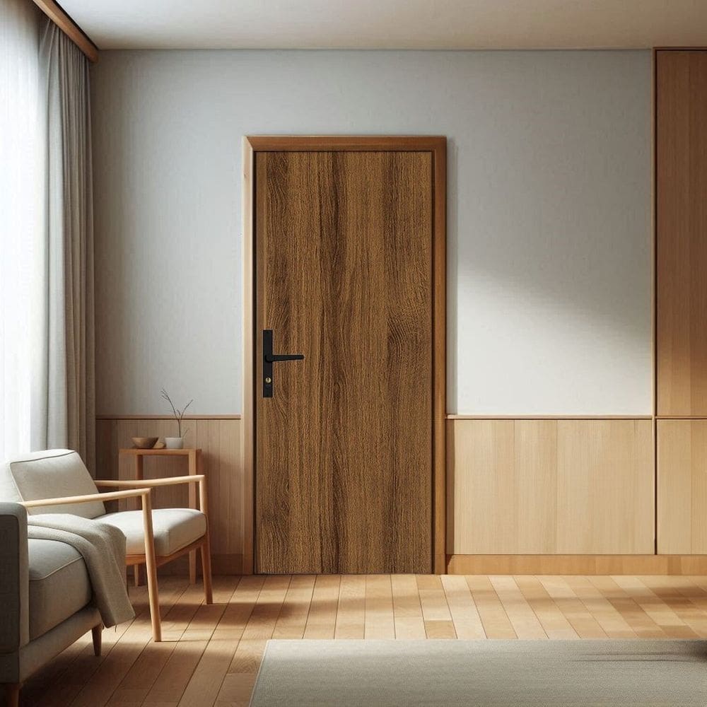 Kit Porta de Madeira 215x85cm Batente de Aço 12cm Duraplac Marrom