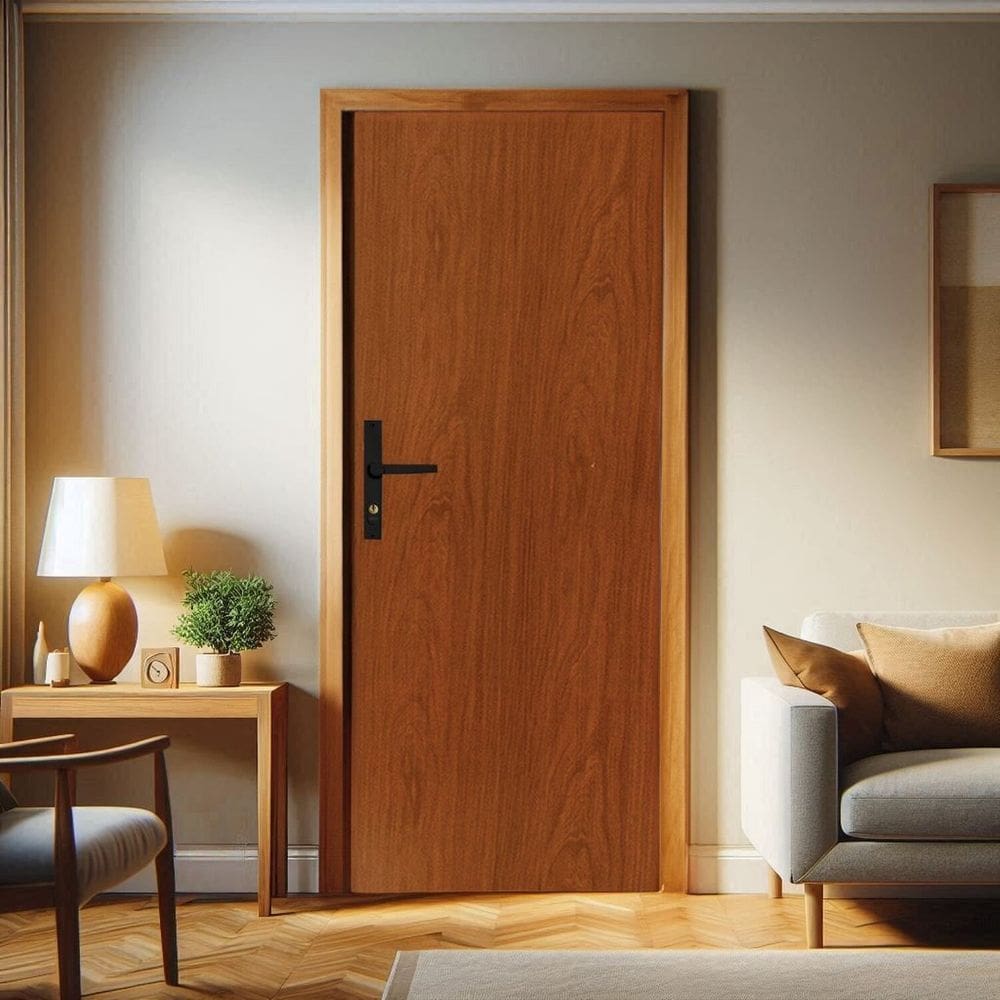Kit Porta de Madeira 215x85cm Batente de Aço 12cm Duraplac Marrom