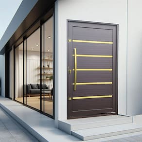 Porta Pivotante Lambril Premium com Puxador Lado Esquerdo Elite 216x130cm Corten