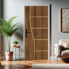 Kit Porta de Madeira 215x85cm Batente de Aço 6,5cm Duraplac Marrom