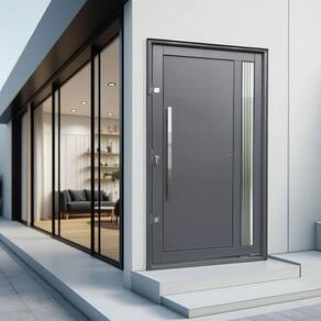 Porta Pivotante Lambril Visione com Puxador Lado Direito Elite 240x120 Cinza