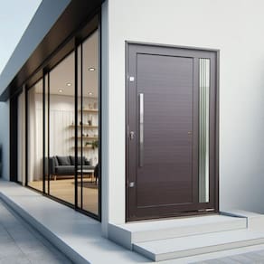 Porta Pivotante Lambril Visione com Puxador Lado Esquerdo Elite 216x130 Corten
