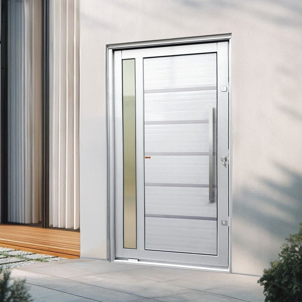 Porta Pivotante Lambril Miraggio com Puxador Lado Direito Elite 240cmx150cm Branco